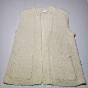Lady Lilly Cozy Creamy Yellow Women's Open‎ Sweater Vest Size 38 (Medium)